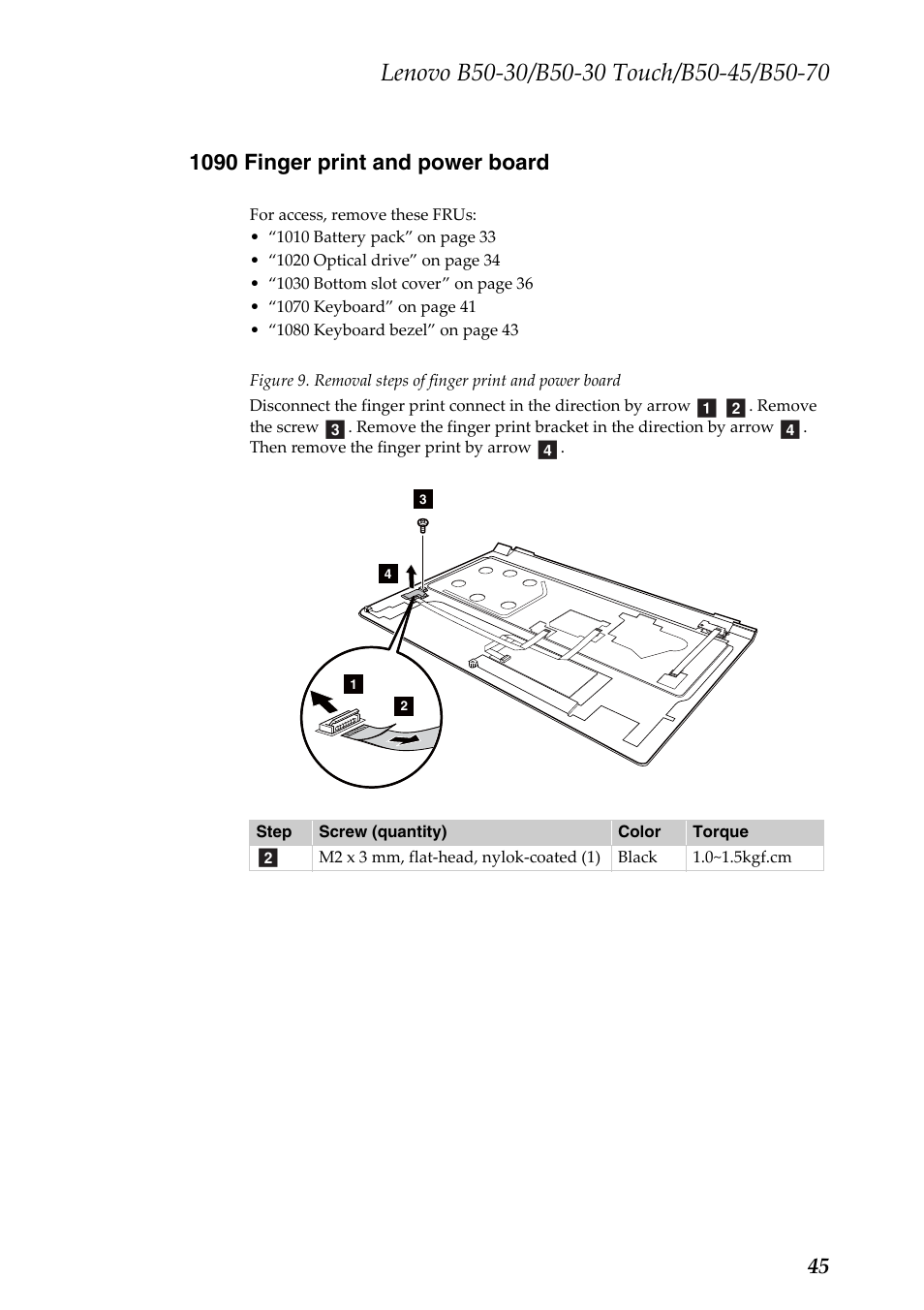 1090 finger print and power board | Lenovo B50-30 Notebook User Manual | Page 49 / 88