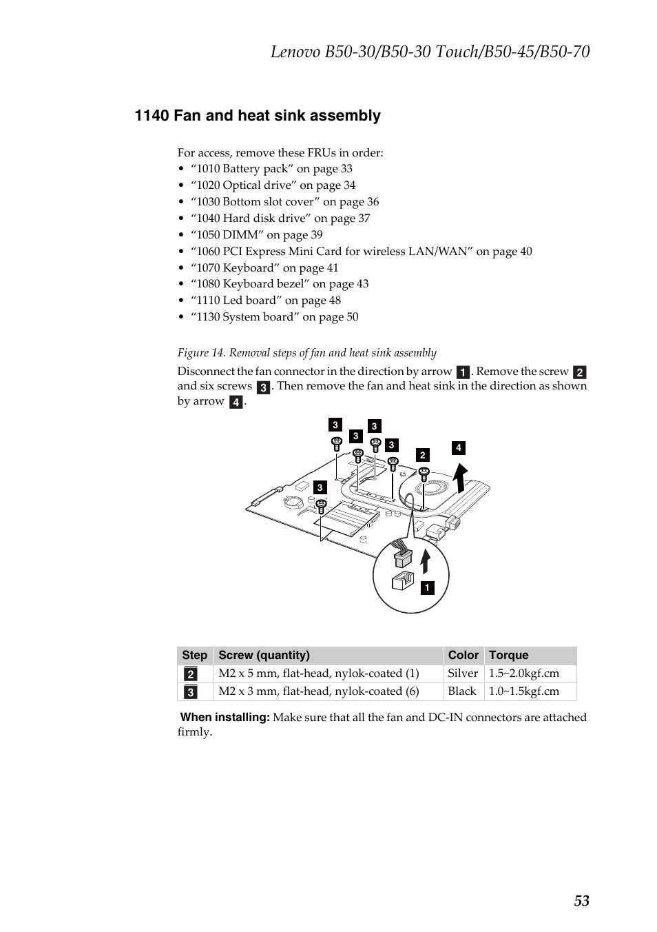 1140 fan and heat sink assembly | Lenovo B50-30 Notebook User Manual | Page 57 / 88