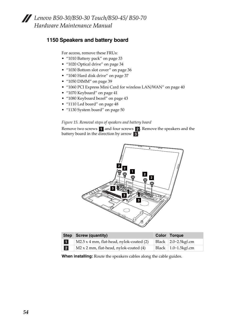 1150 speakers and battery board | Lenovo B50-30 Notebook User Manual | Page 58 / 88