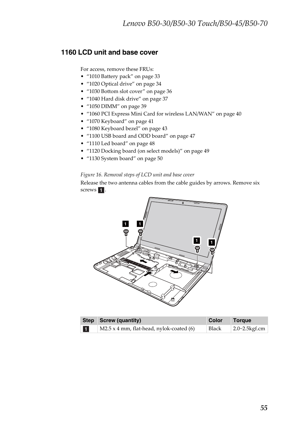 1160 lcd unit and base cover | Lenovo B50-30 Notebook User Manual | Page 59 / 88