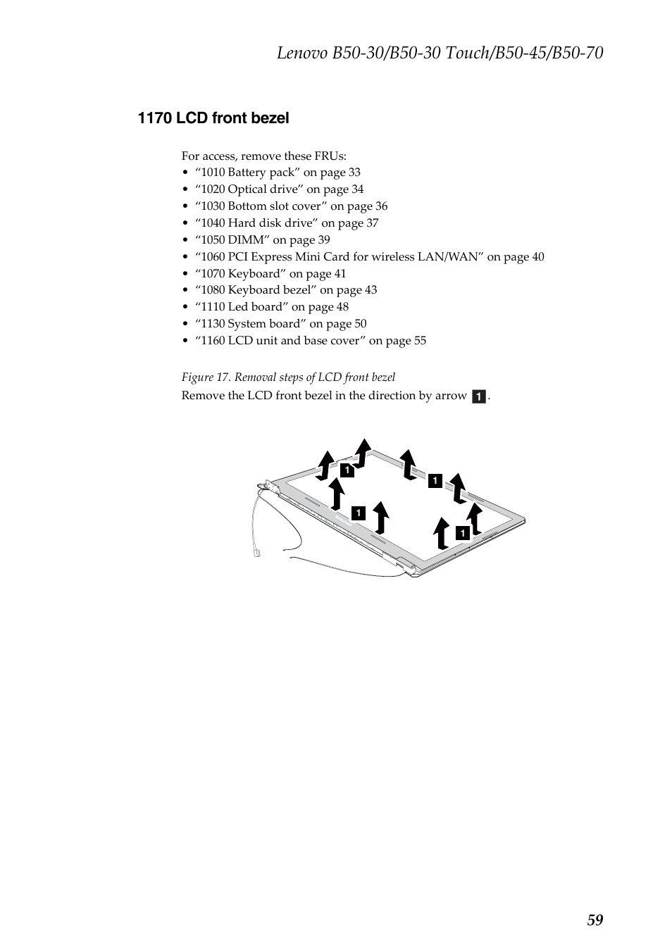 1170 lcd front bezel | Lenovo B50-30 Notebook User Manual | Page 63 / 88