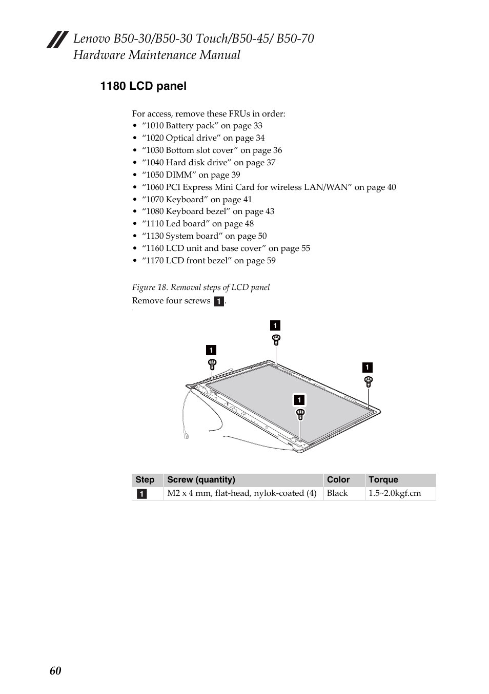 1180 lcd panel | Lenovo B50-30 Notebook User Manual | Page 64 / 88