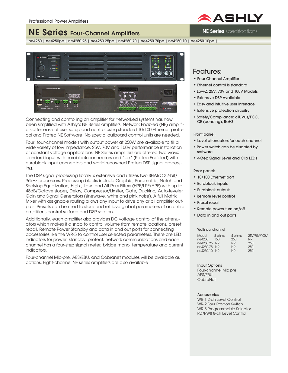 Ashly ne4250.10pe User Manual | 2 pages