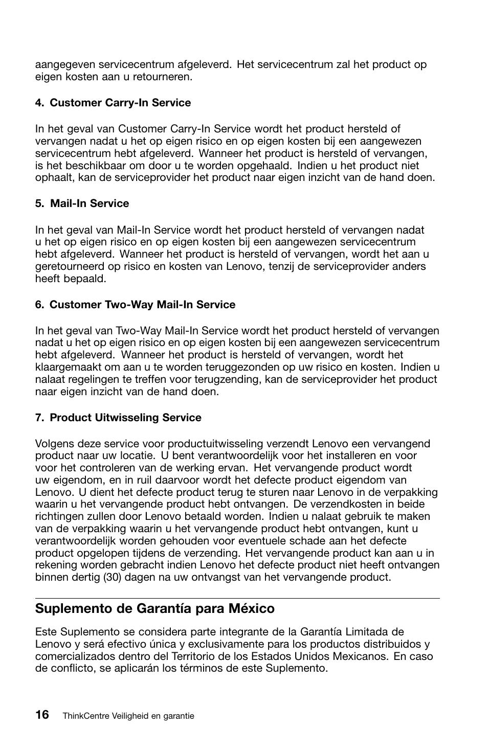 Suplemento de garantía para méxico | Lenovo ThinkCentre Edge 72 User Manual | Page 126 / 178