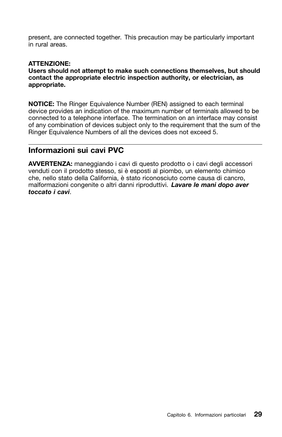 Informazioni sui cavi pvc | Lenovo ThinkCentre Edge 72 User Manual | Page 173 / 178