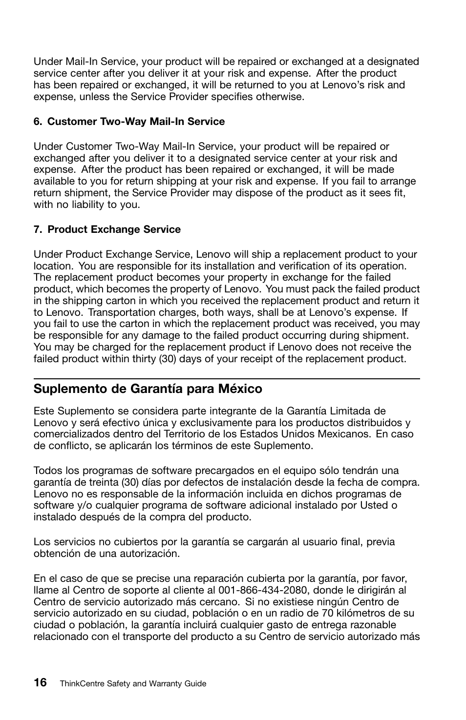 Suplemento de garantía para méxico | Lenovo ThinkCentre Edge 72 User Manual | Page 20 / 178