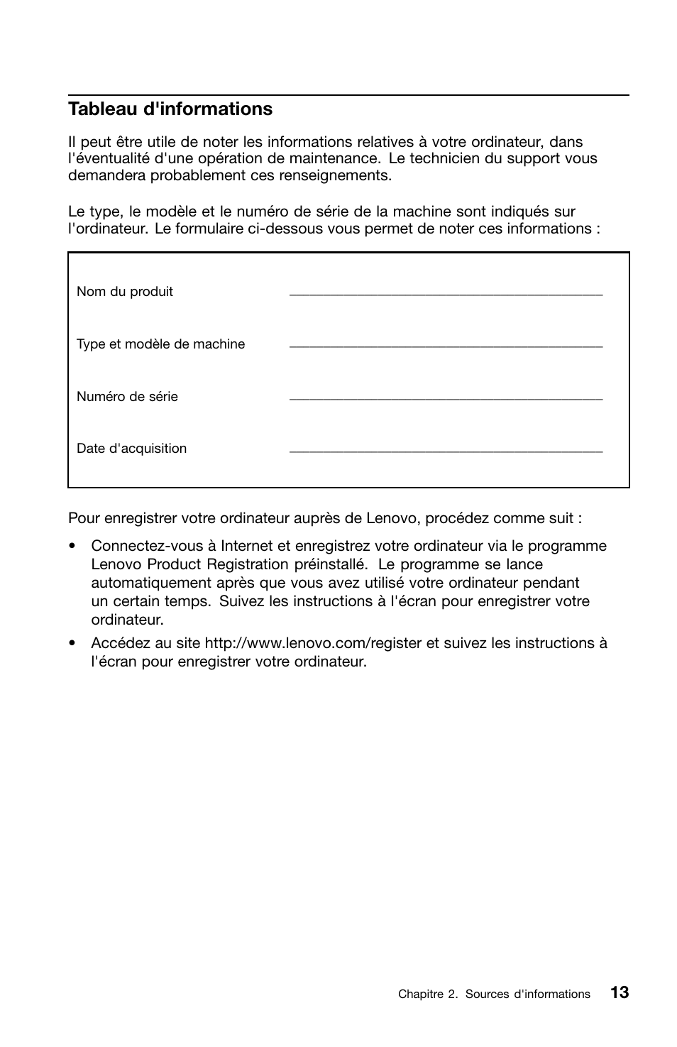 Tableau d'informations | Lenovo ThinkCentre Edge 72 User Manual | Page 51 / 178