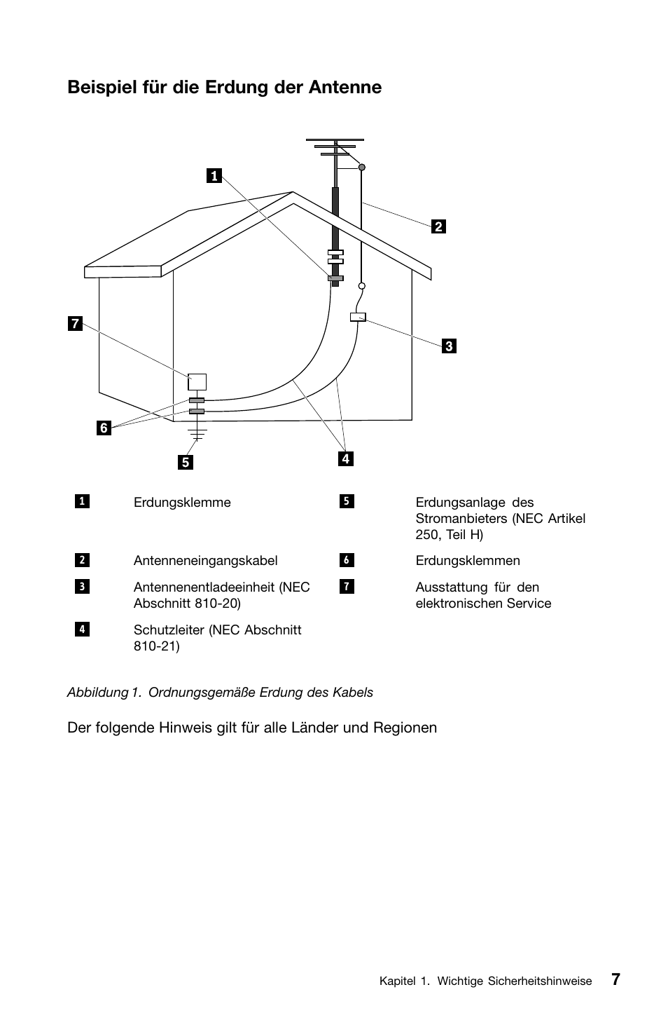 Beispiel für die erdung der antenne | Lenovo ThinkCentre Edge 72 User Manual | Page 81 / 178