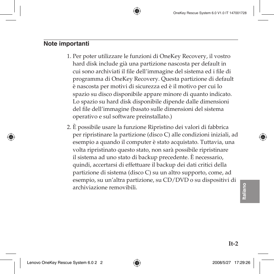 Note importanti | Lenovo IdeaPad Y710 User Manual | Page 105 / 138