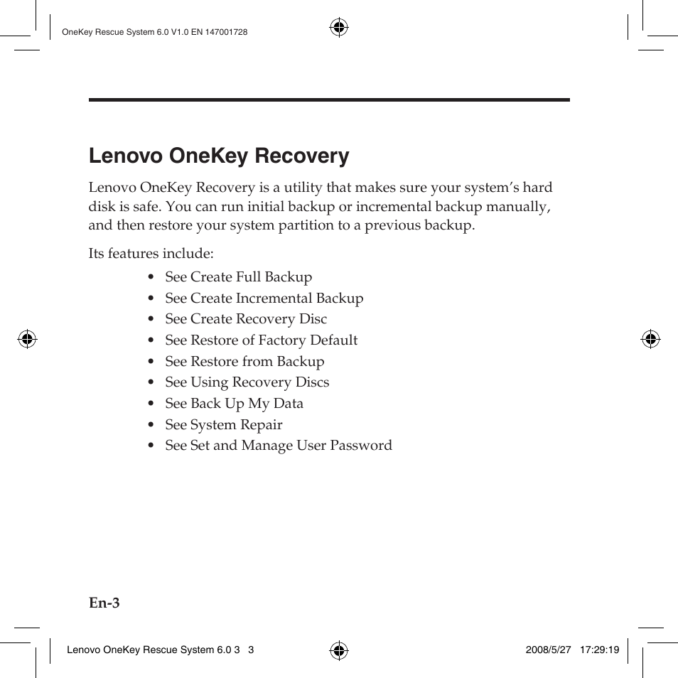 Lenovo onekey recovery, Lenovo.onekey.recovery | Lenovo IdeaPad Y710 User Manual | Page 6 / 138