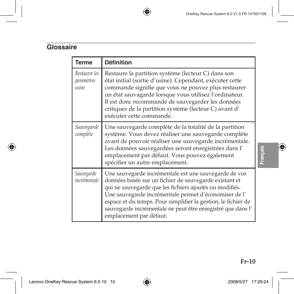 Glossaire | Lenovo IdeaPad Y710 User Manual | Page 77 / 138