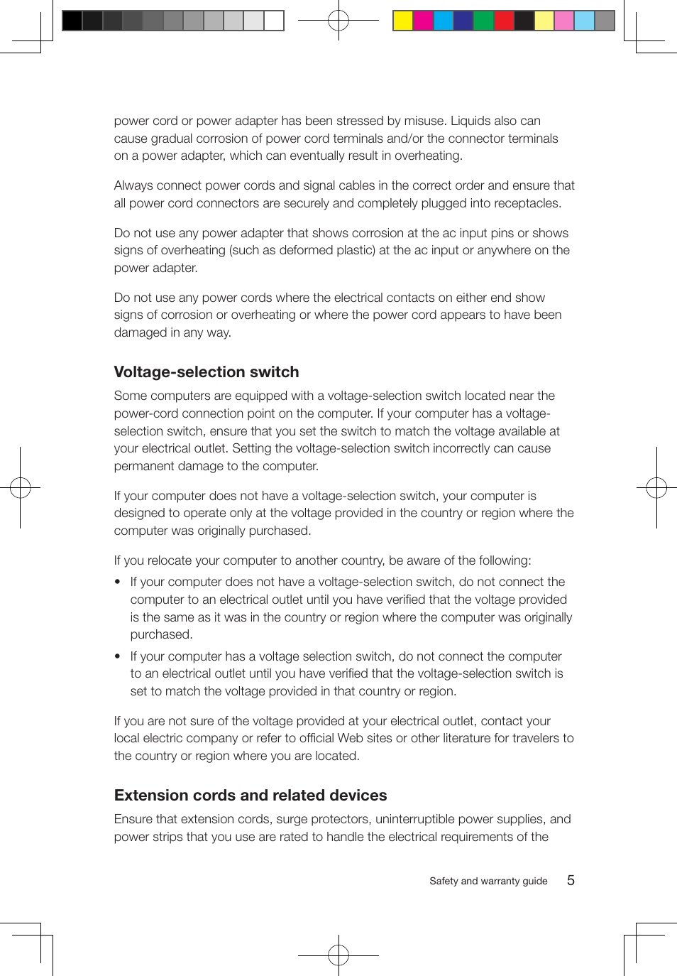 Voltage-selection switch, Extension cords and related devices | Lenovo IdeaCentre B520 User Manual | Page 10 / 49