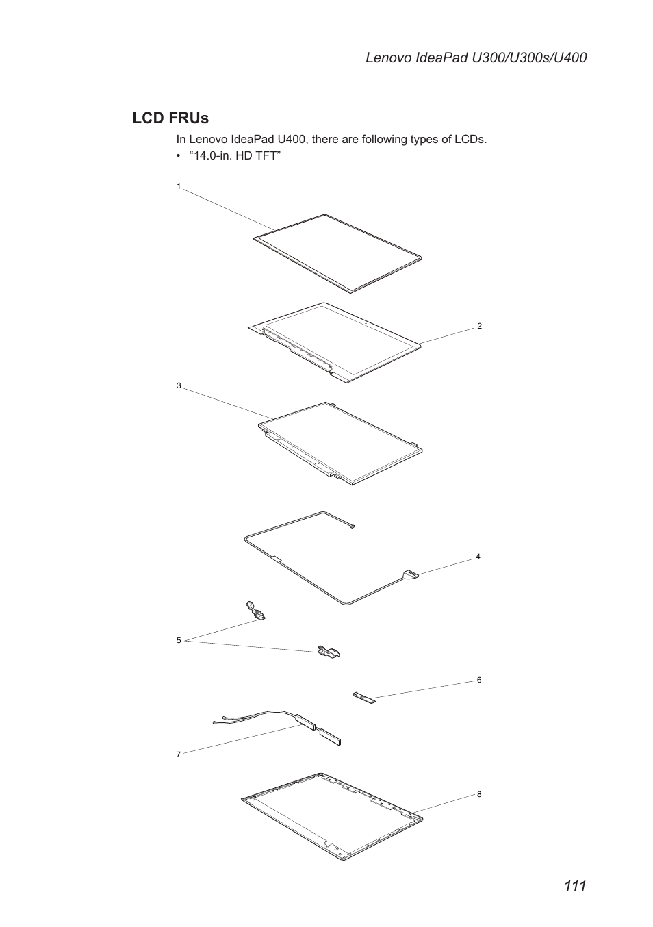 Lcd frus | Lenovo IdeaPad U300s User Manual | Page 115 / 132