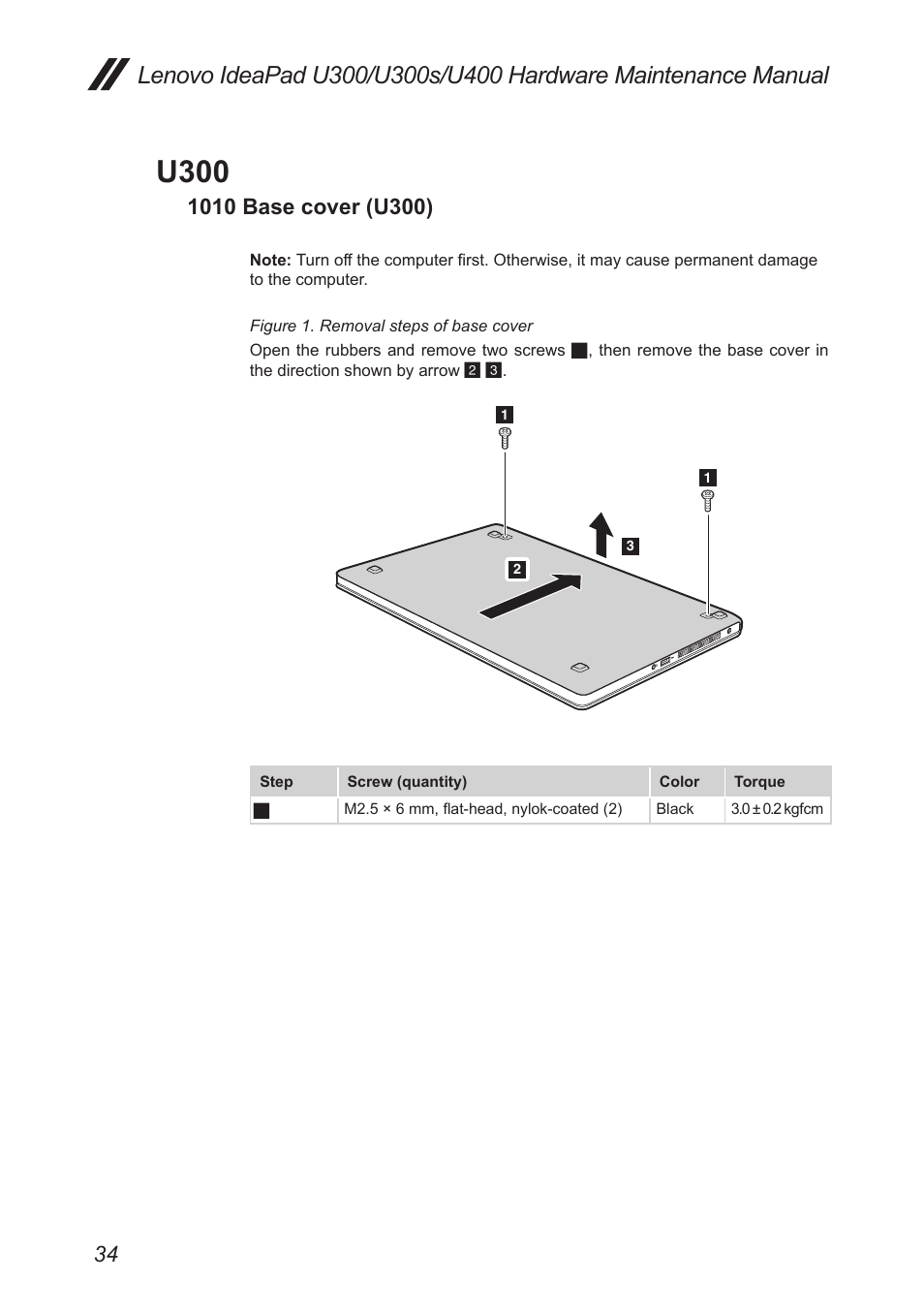 U300, 1010 base cover (u300) | Lenovo IdeaPad U300s User Manual | Page 38 / 132