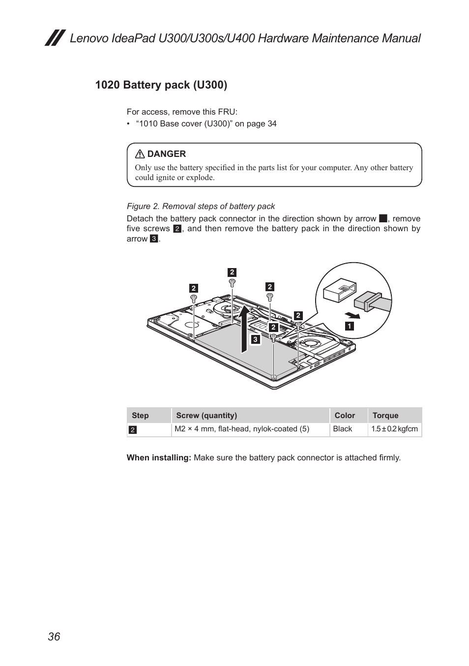 1020 battery pack (u300) | Lenovo IdeaPad U300s User Manual | Page 40 / 132