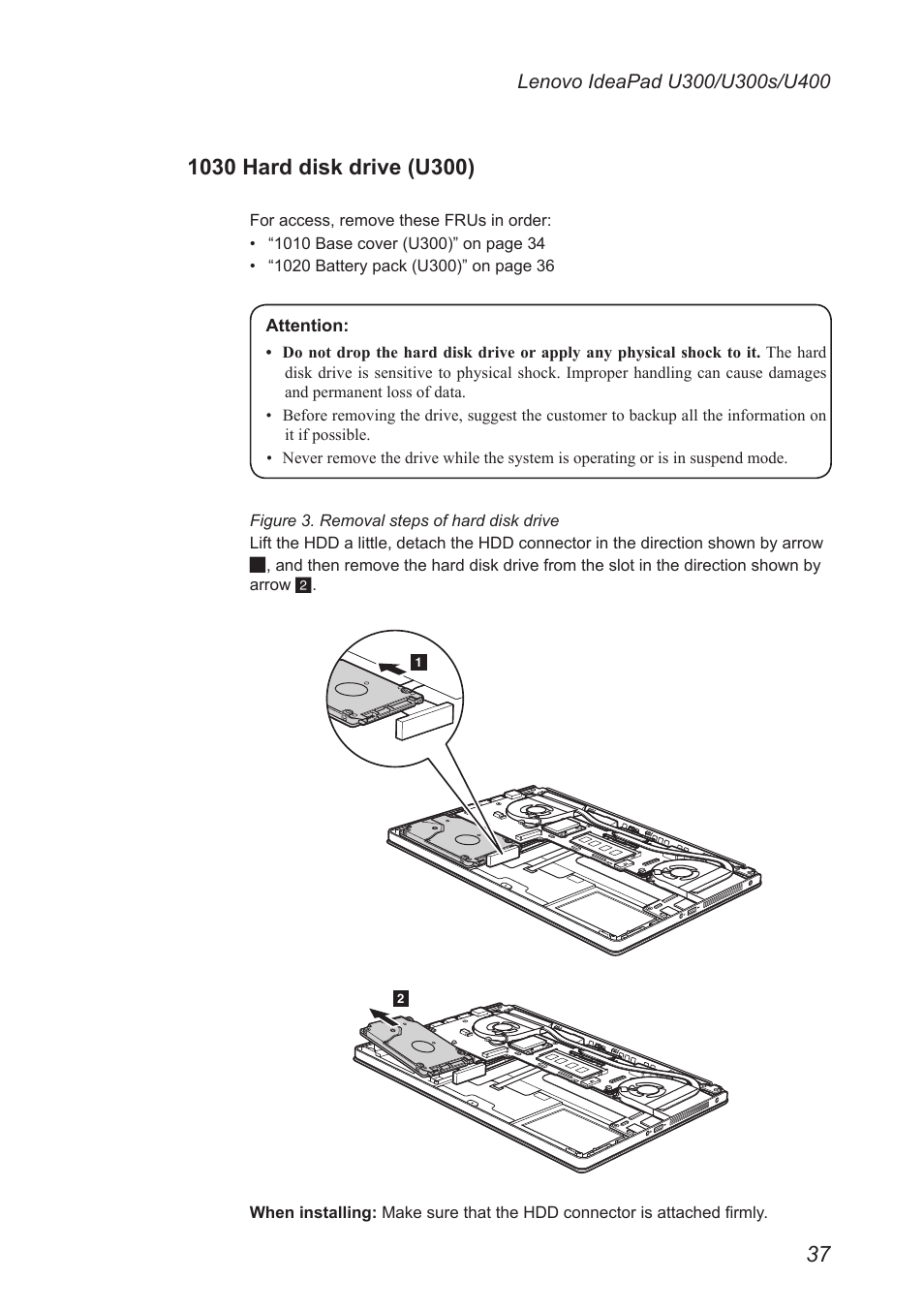 1030 hard disk drive (u300) | Lenovo IdeaPad U300s User Manual | Page 41 / 132