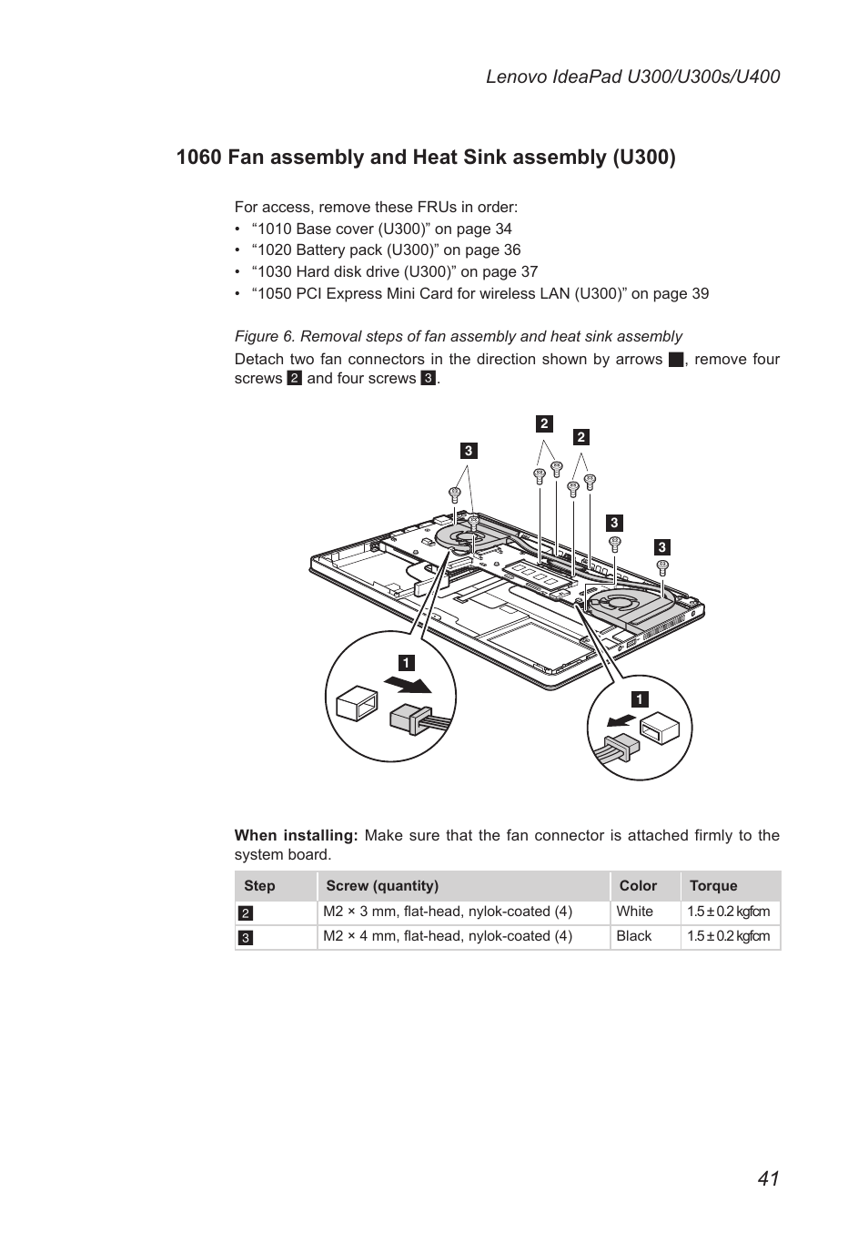 1060 fan assembly and heat sink assembly (u300), 1060 fan assembly and heat sink, Assembly (u300) | Lenovo IdeaPad U300s User Manual | Page 45 / 132