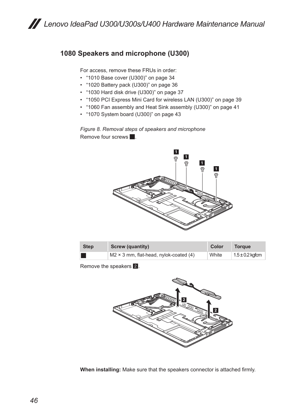 1080 speakers and microphone (u300) | Lenovo IdeaPad U300s User Manual | Page 50 / 132