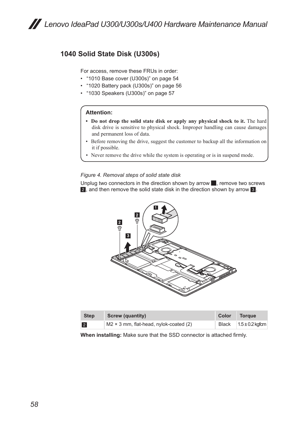 1040 solid state disk (u300s) | Lenovo IdeaPad U300s User Manual | Page 62 / 132