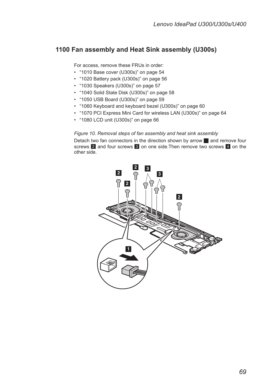 1100 fan assembly and heat sink assembly (u300s), 1100 fan assembly and heat sink, Assembly (u300s) | Lenovo IdeaPad U300s User Manual | Page 73 / 132