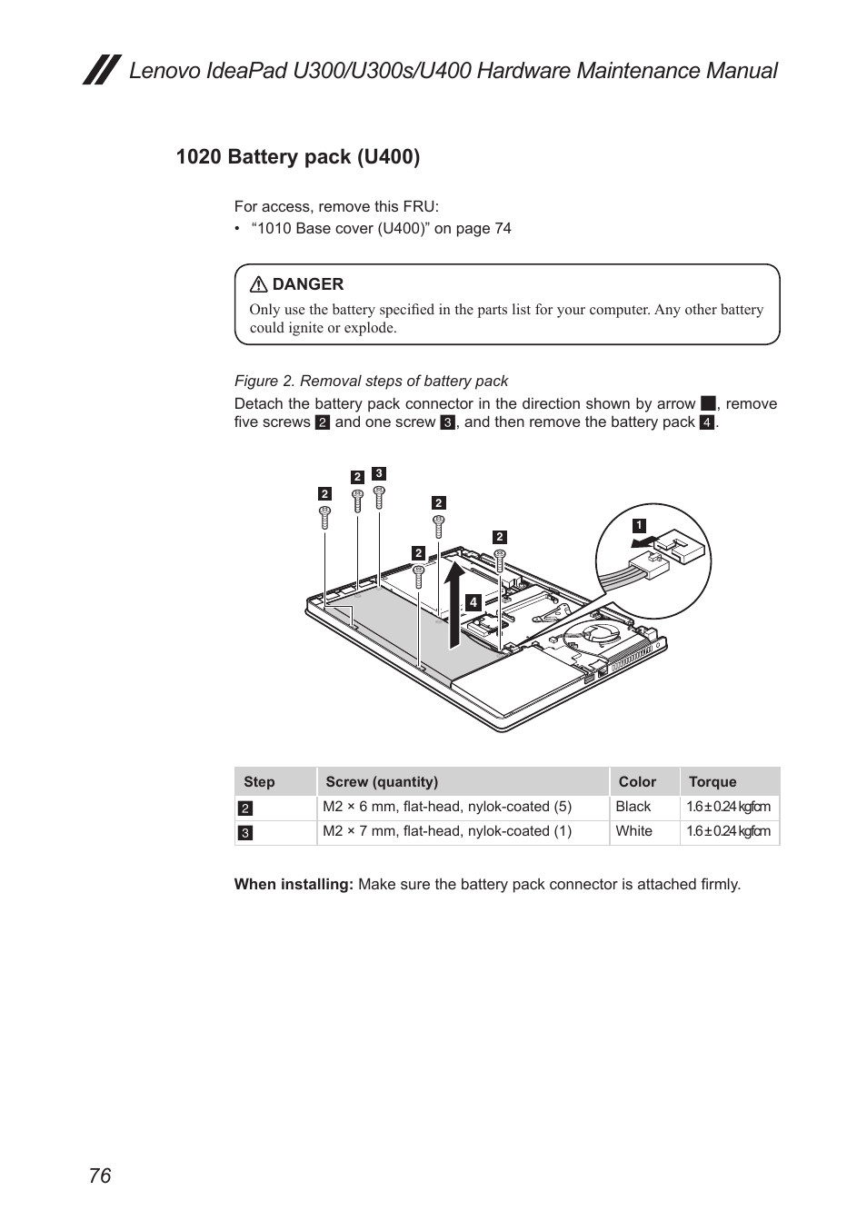 1020 battery pack (u400) | Lenovo IdeaPad U300s User Manual | Page 80 / 132
