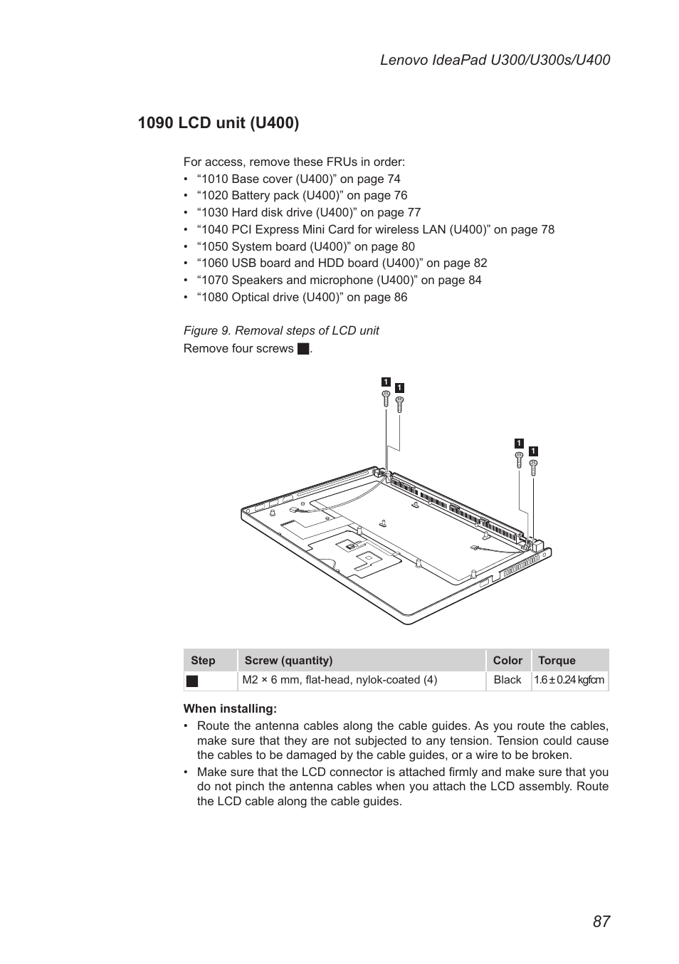 1090 lcd unit (u400) | Lenovo IdeaPad U300s User Manual | Page 91 / 132