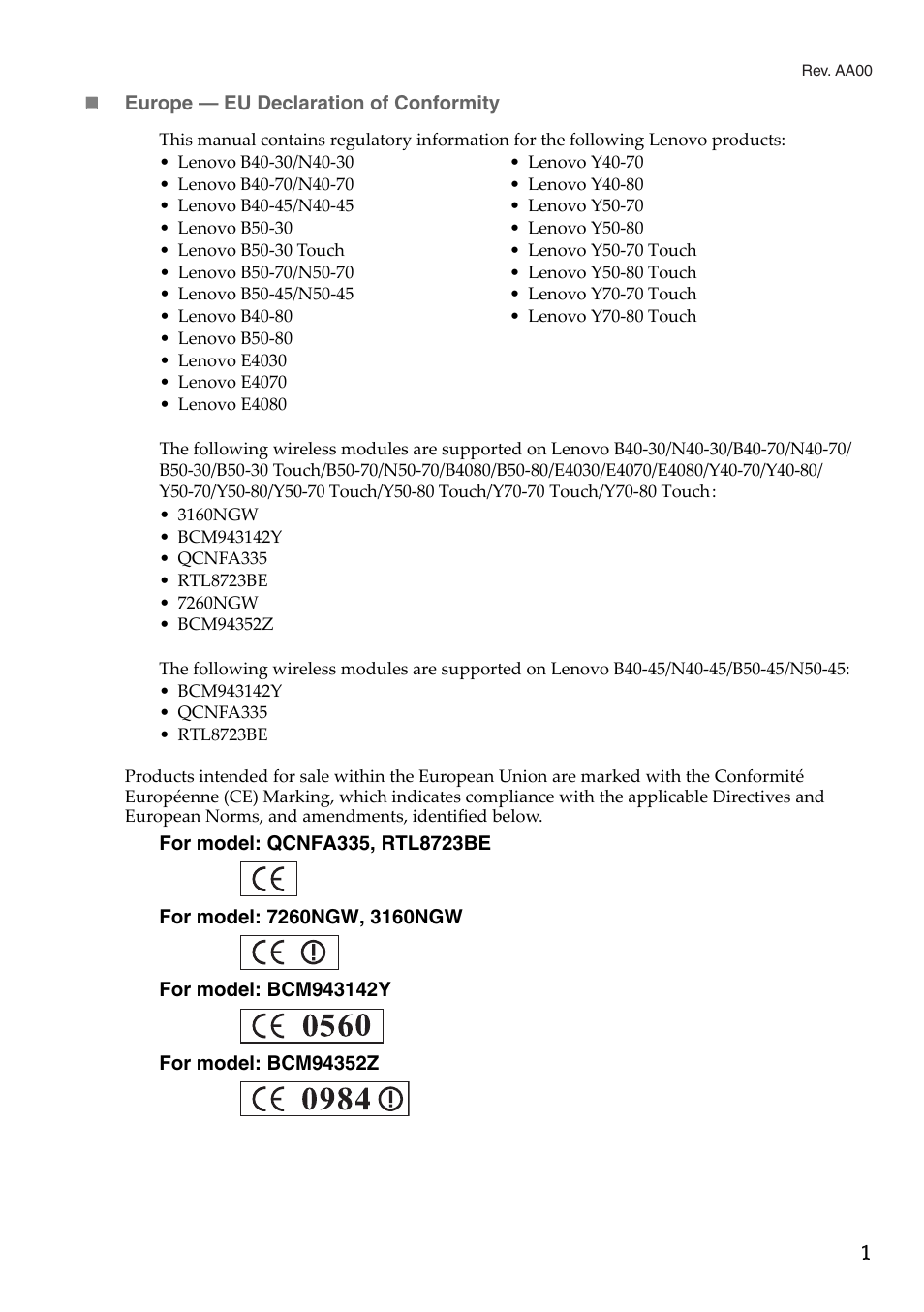 Lenovo Y50-70 User Manual | 14 pages