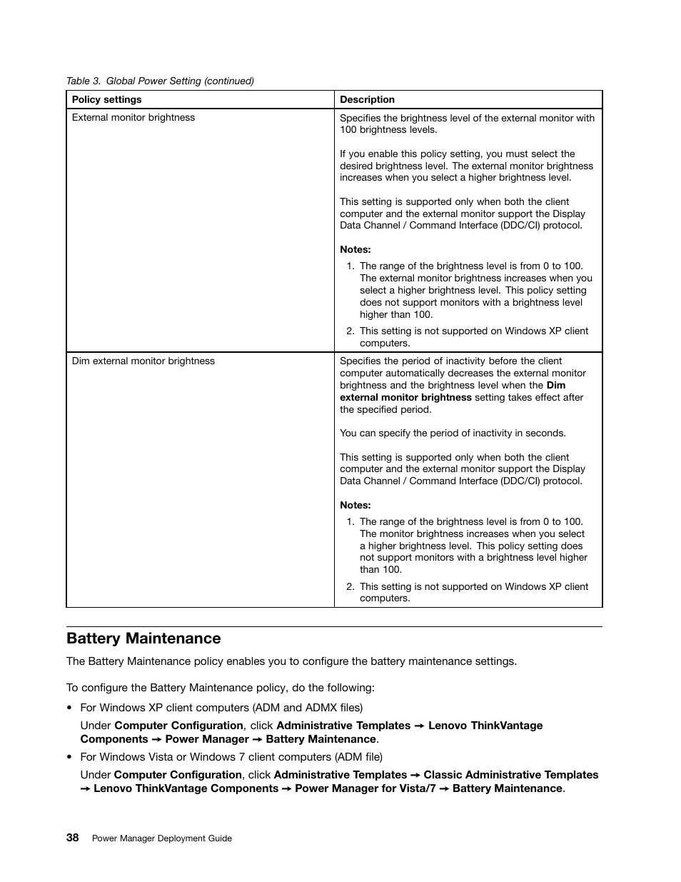 Battery maintenance | Lenovo ThinkVantage (Power Manager Deployment) User Manual | Page 44 / 68
