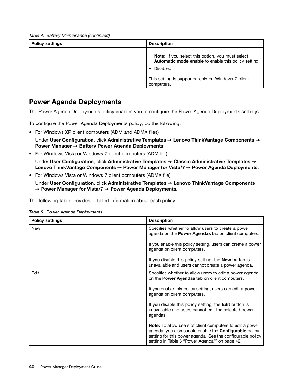 Power agenda deployments | Lenovo ThinkVantage (Power Manager Deployment) User Manual | Page 46 / 68