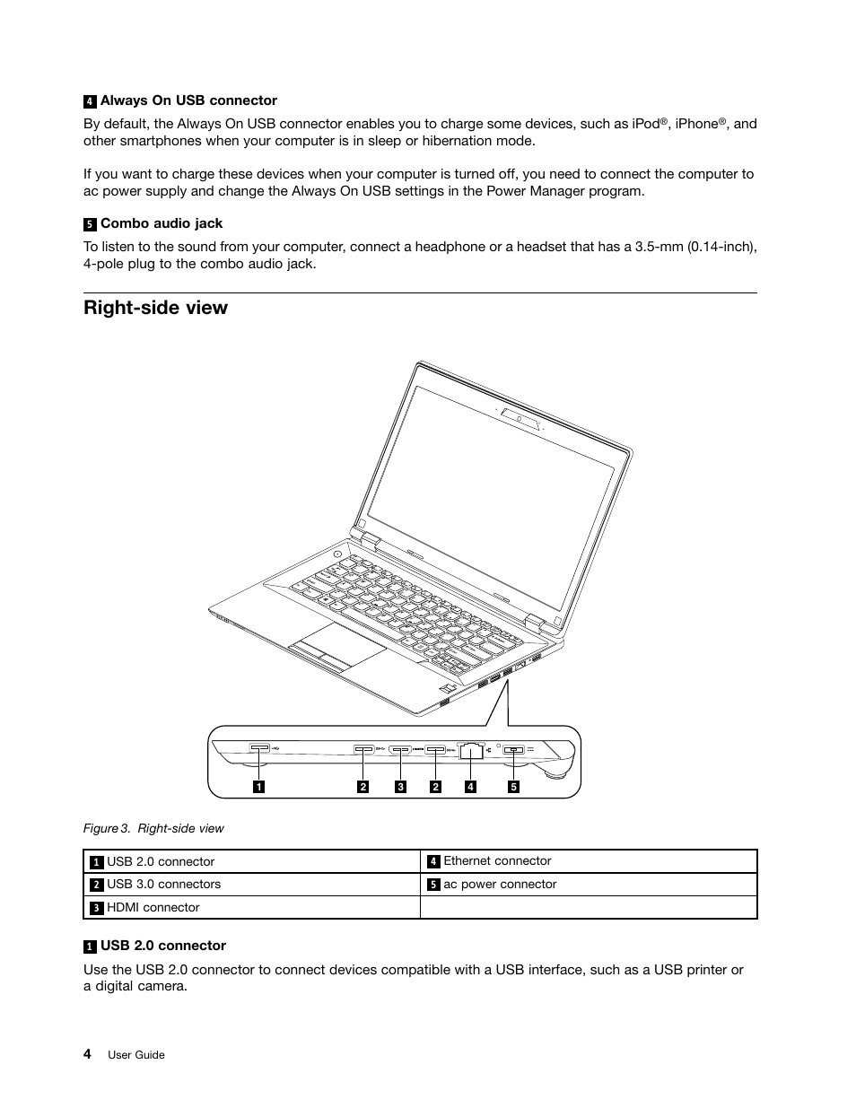 Right-side view | Lenovo K4350 Notebook User Manual | Page 18 / 62