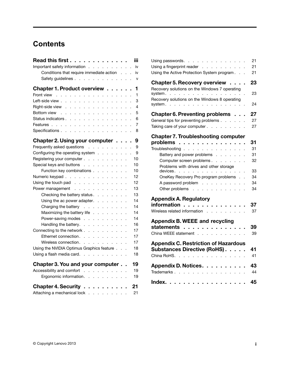 Lenovo K4350 Notebook User Manual | Page 3 / 62