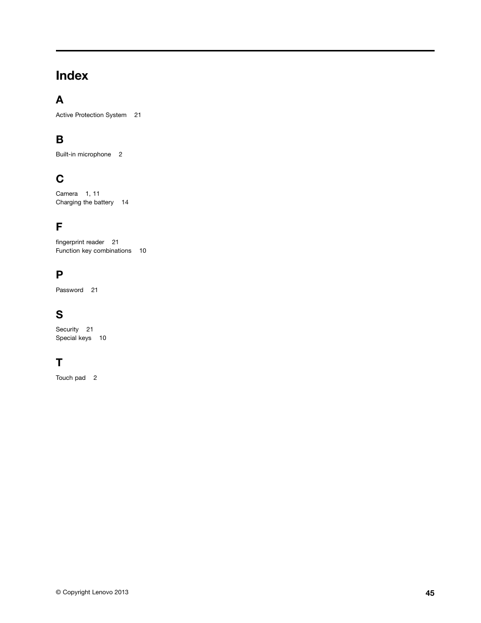 Index | Lenovo K4350 Notebook User Manual | Page 59 / 62