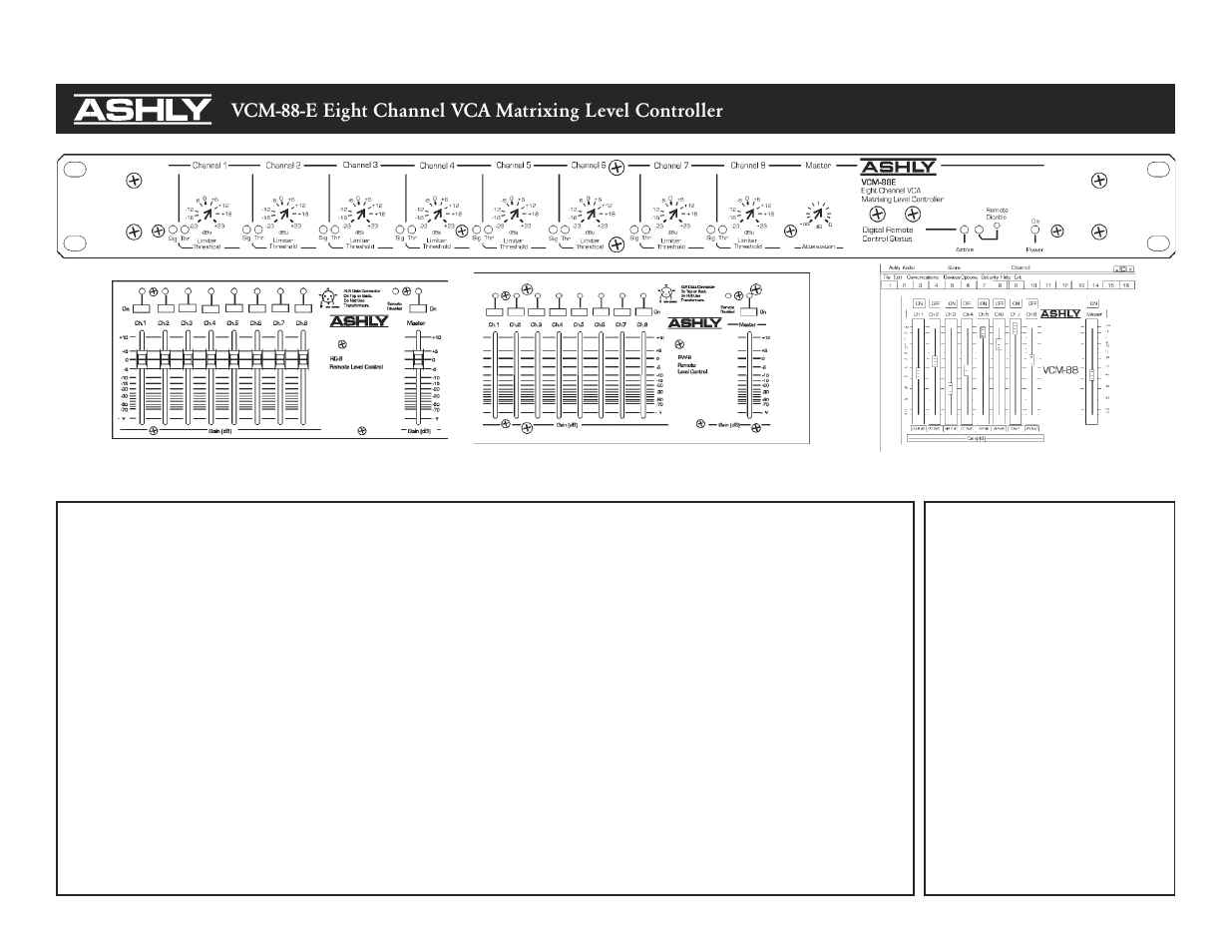 Ashly VCM-88E User Manual | 2 pages