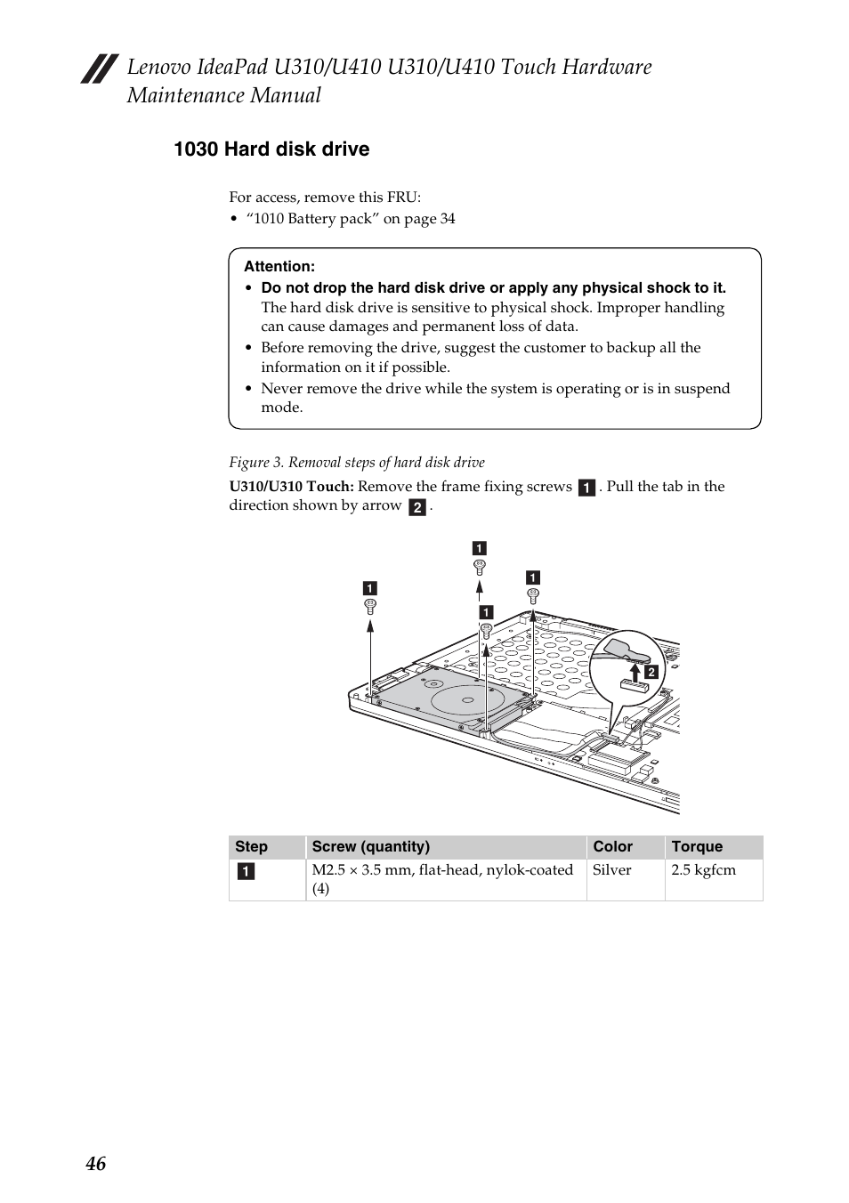 1030 hard disk drive | Lenovo IdeaPad U310 User Manual | Page 50 / 115