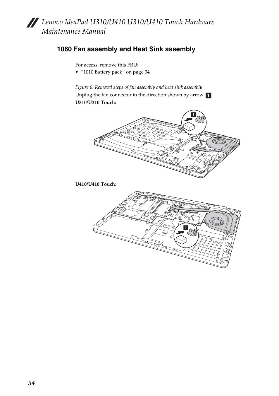 1060 fan assembly and heat sink assembly | Lenovo IdeaPad U310 User Manual | Page 58 / 115
