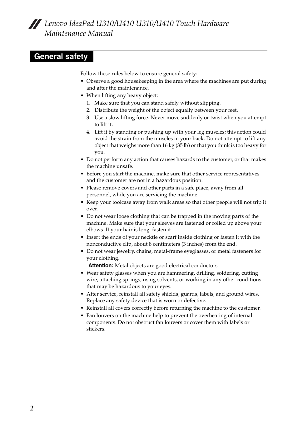 General safety | Lenovo IdeaPad U310 User Manual | Page 6 / 115