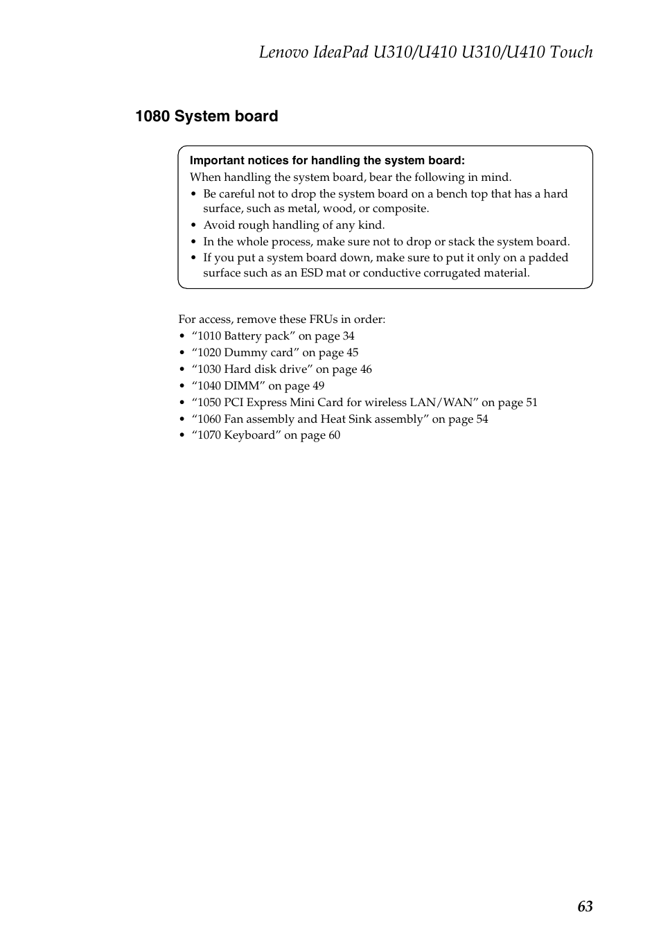 1080 system board | Lenovo IdeaPad U310 User Manual | Page 67 / 115