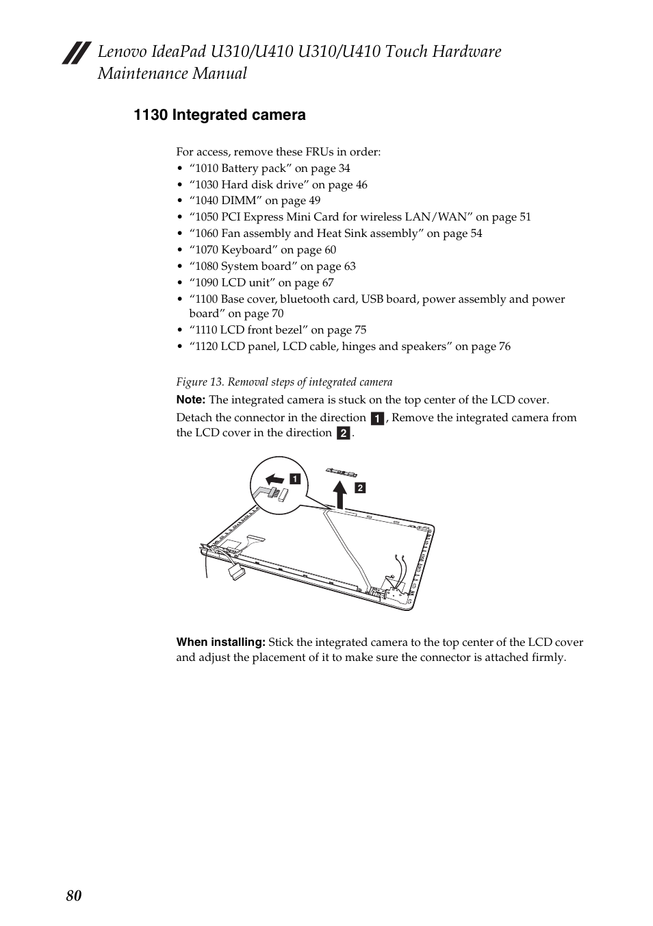 1130 integrated camera | Lenovo IdeaPad U310 User Manual | Page 84 / 115