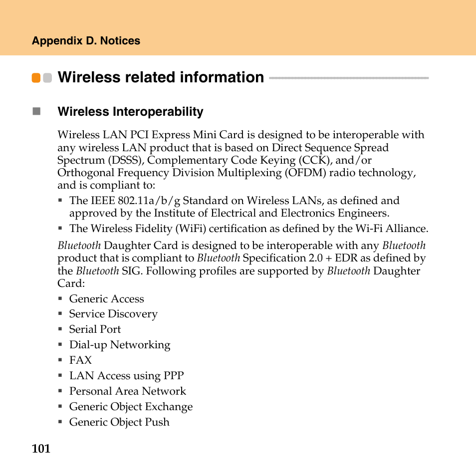 Wireless related information | Lenovo IdeaPad U110 User Manual | Page 112 / 129