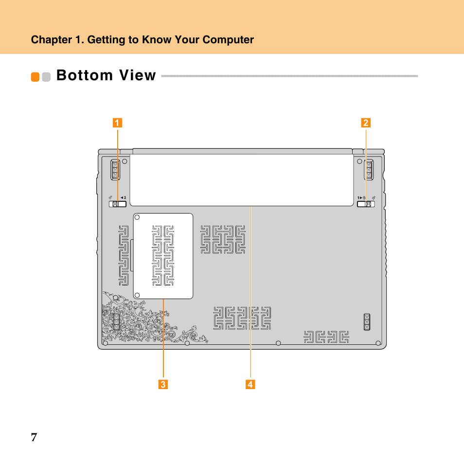 Bottom view | Lenovo IdeaPad U110 User Manual | Page 18 / 129