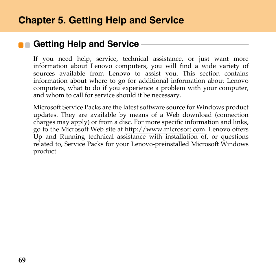 Chapter 5. getting help and service, Getting help and service | Lenovo IdeaPad U110 User Manual | Page 80 / 129