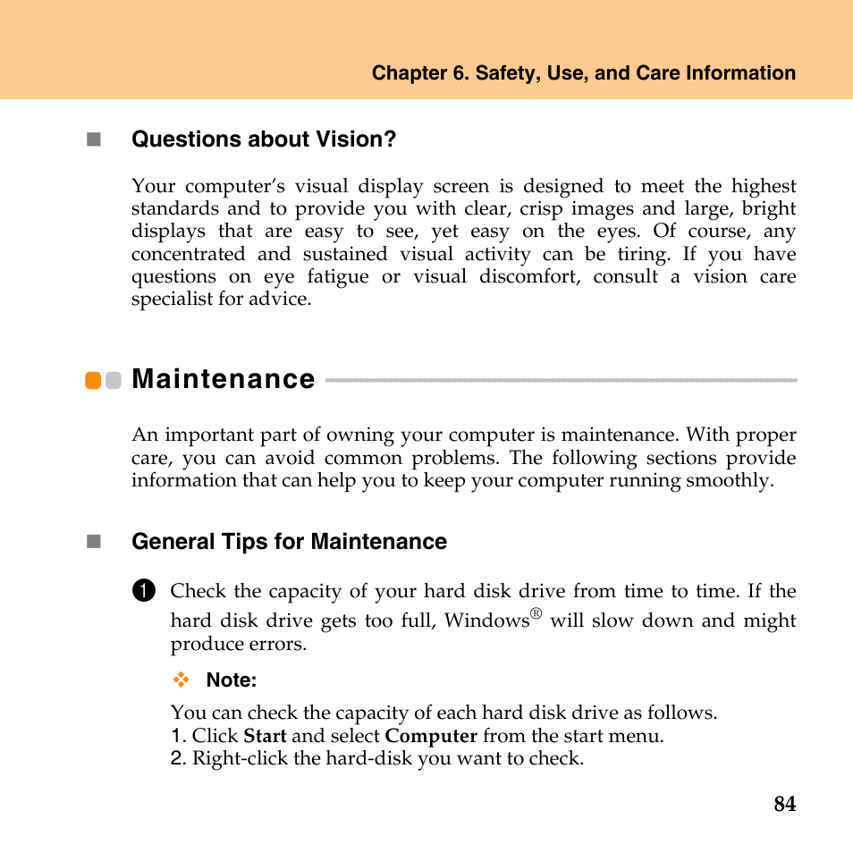 Maintenance | Lenovo IdeaPad U110 User Manual | Page 95 / 129