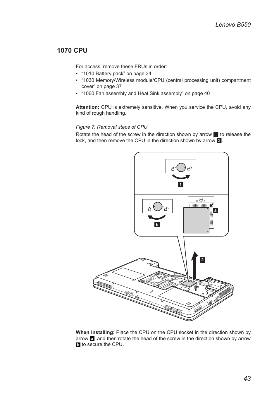 1070 cpu | Lenovo B550 Notebook User Manual | Page 47 / 91