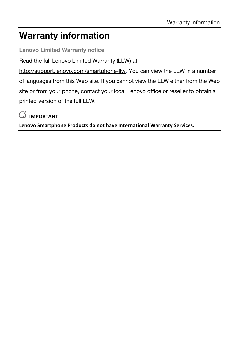 Warranty information | Lenovo S930 Smartphone User Manual | Page 12 / 20
