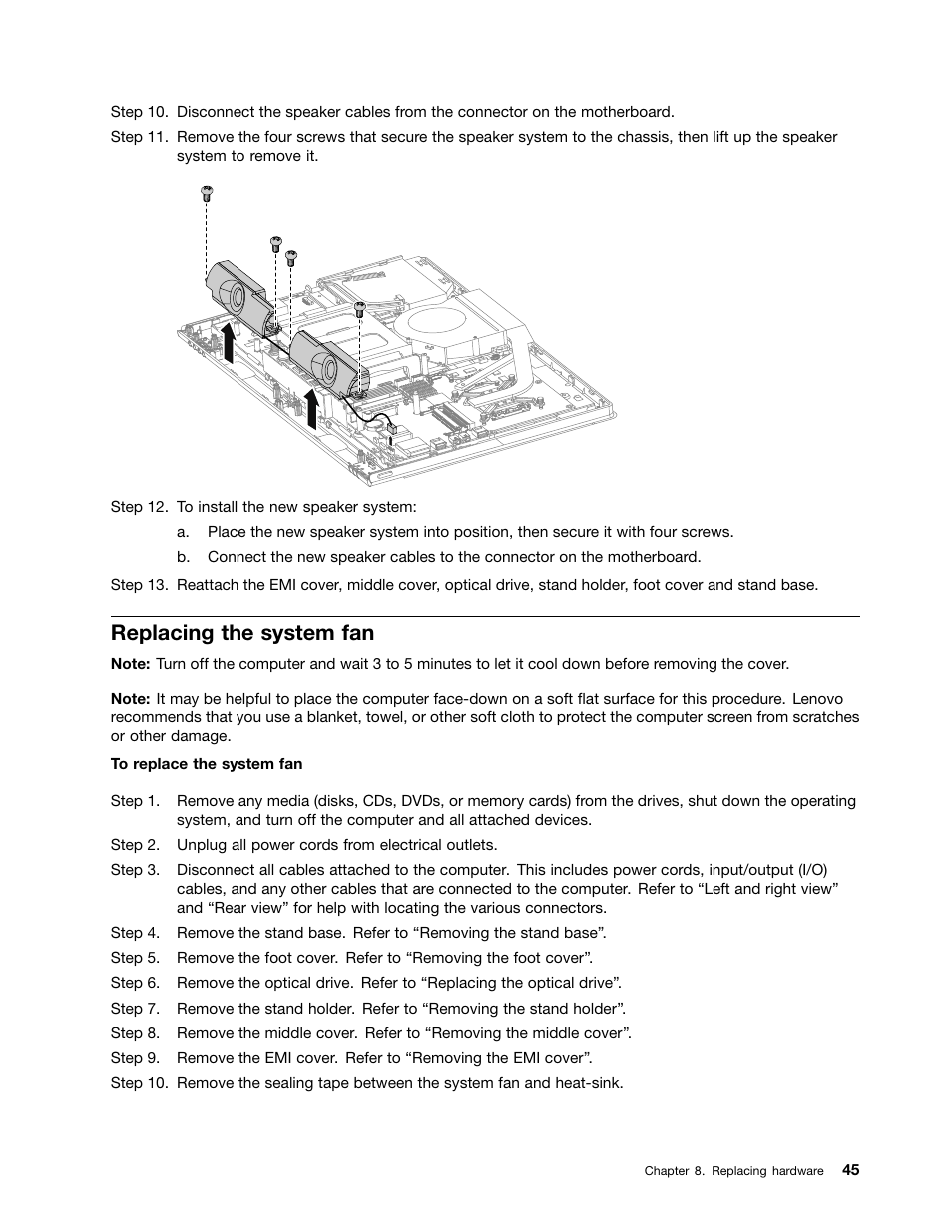 Replacing the system fan | Lenovo C440 All-in-One User Manual | Page 51 / 81