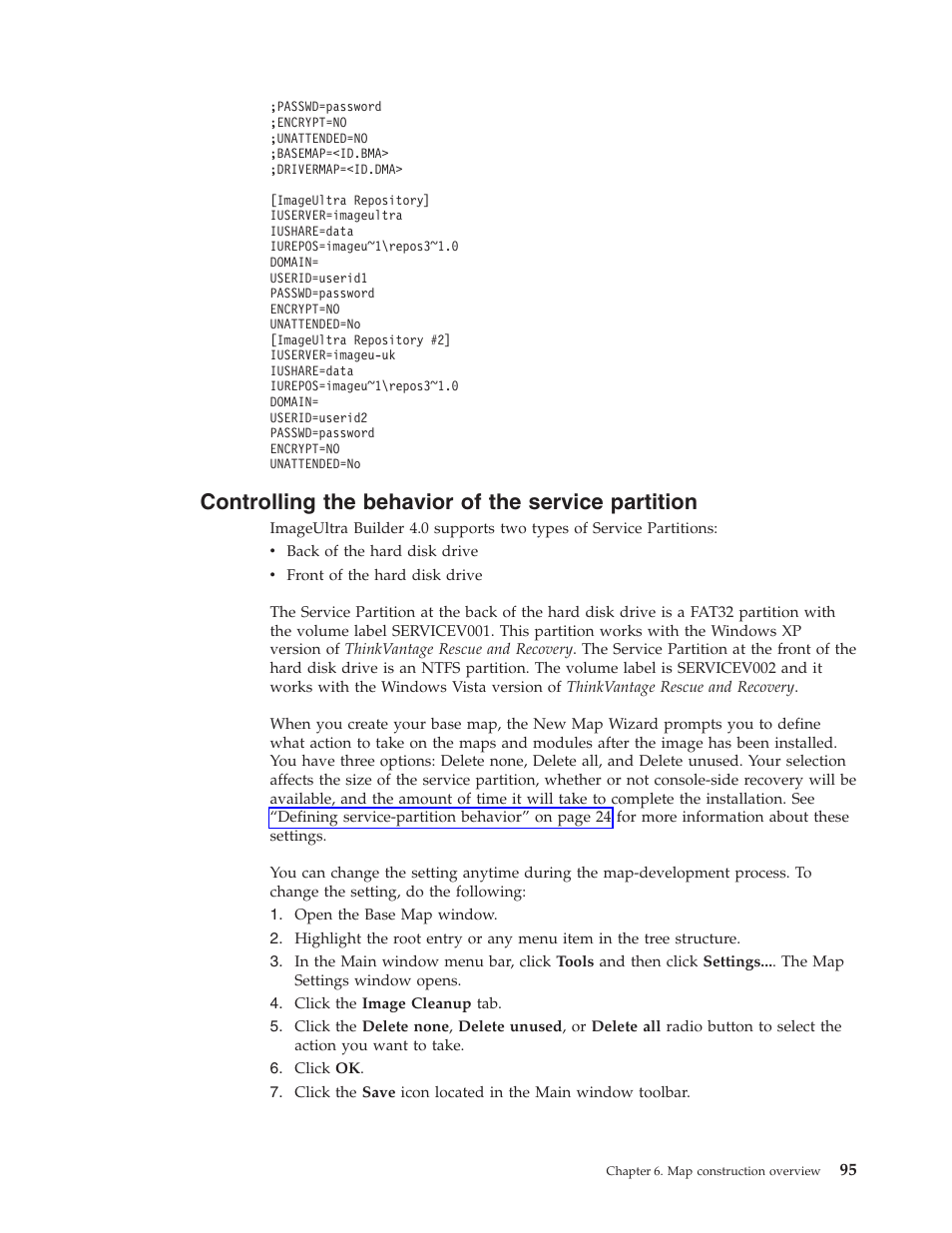 Controlling the behavior of the service partition, Controlling, Behavior | Service, Partition | Lenovo ThinkPad R400 User Manual | Page 109 / 220