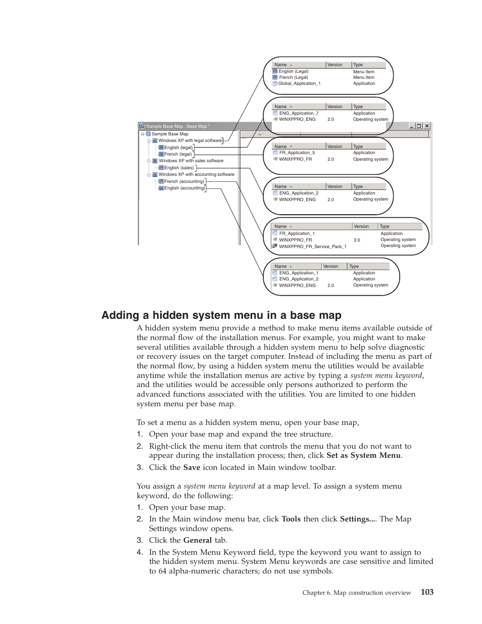 Adding a hidden system menu in a base map, Adding, Hidden | System, Menu, Base | Lenovo ThinkPad R400 User Manual | Page 117 / 220