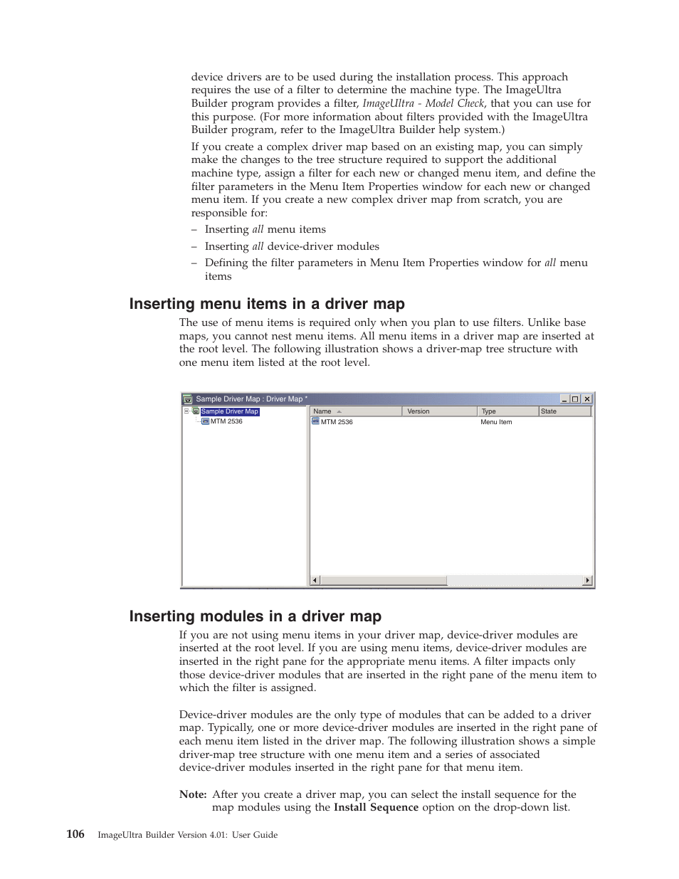 Inserting menu items in a driver map, Inserting modules in a driver map, Inserting | Menu, Items, Driver, Modules | Lenovo ThinkPad R400 User Manual | Page 120 / 220