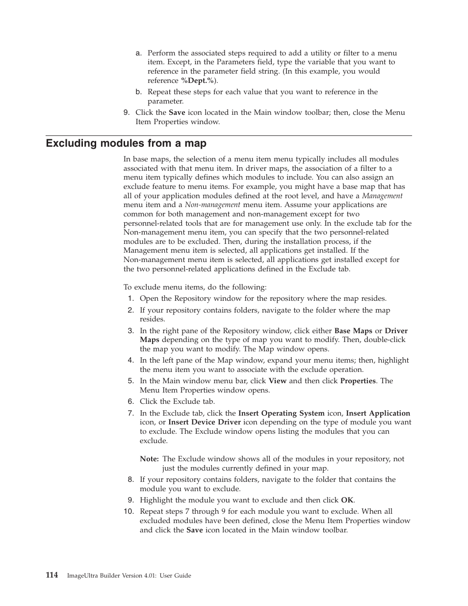 Excluding modules from a map, Excluding, Modules | From | Lenovo ThinkPad R400 User Manual | Page 128 / 220