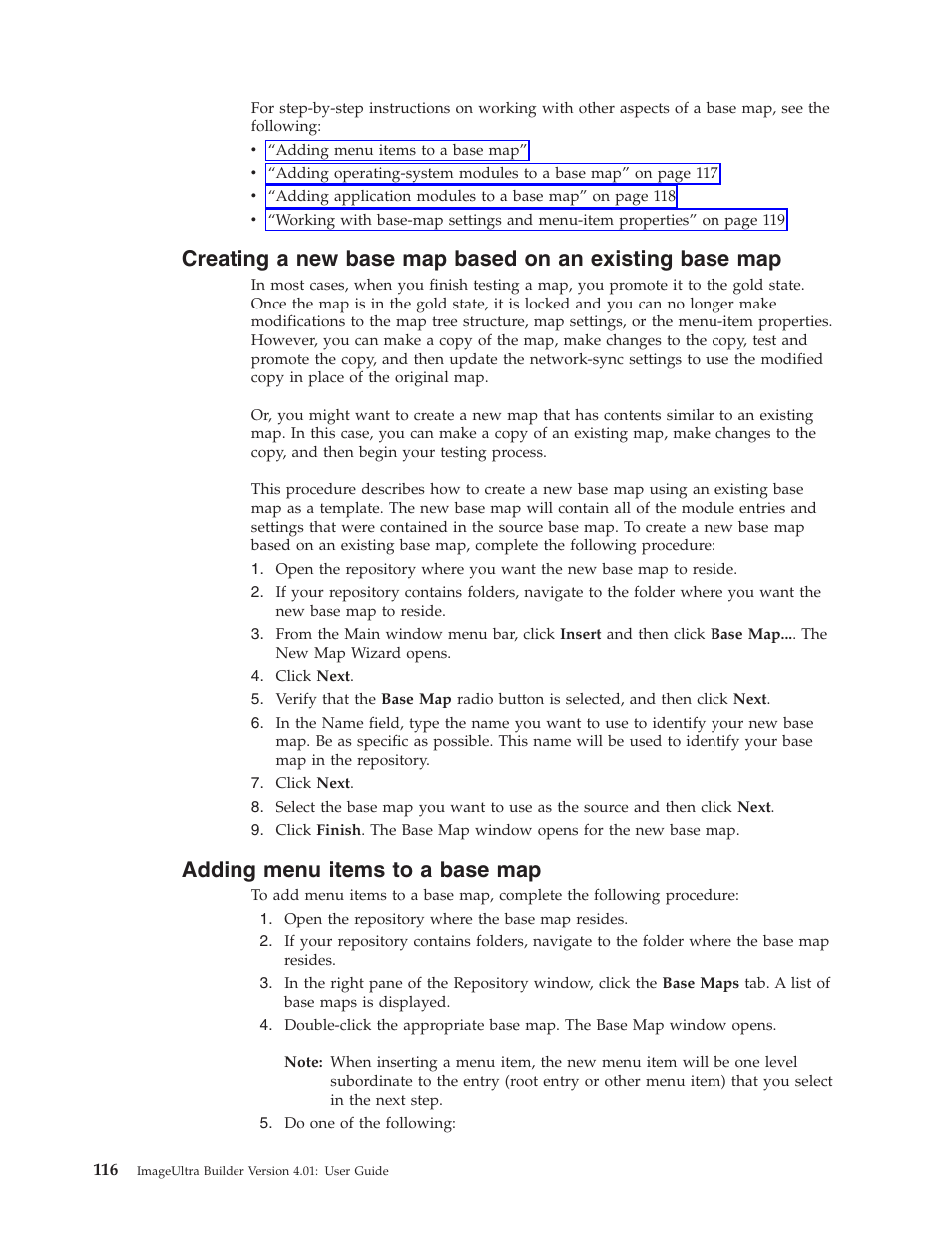 Adding menu items to a base map, Creating, Base | Based, Existing, Adding, Menu, Items | Lenovo ThinkPad R400 User Manual | Page 130 / 220